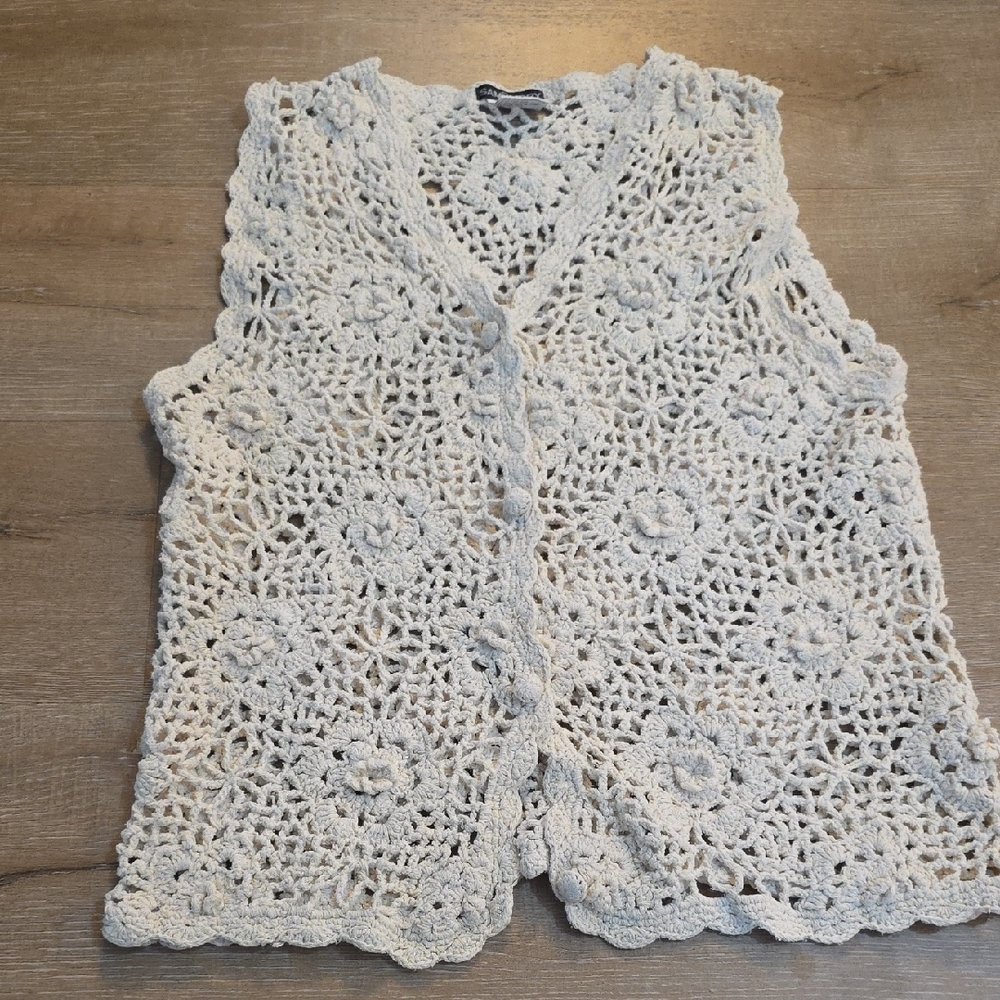 Sam & Libby Cream Crochet Top Size Small